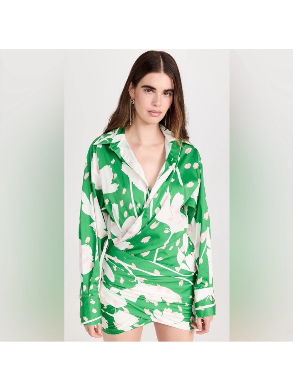 Monse Floral Wrap Shirt Dress Womens Art Gallerycore Runway Statement Chic 4